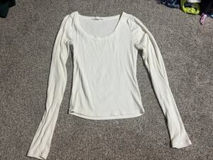 Gypsy and Jade womens xs white ribbed long sleeve crop top